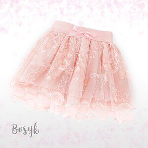 NEW- Romantic Embroidery Of Flowers And Leaves - Mesh-Tutu Skirt-Tutus for Girls